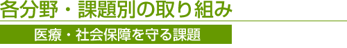 各分野・課題別の取り組み-医療・社会保障を守る課題